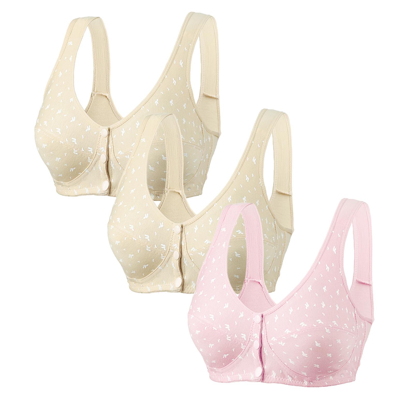 

fashion Printed cotton front button oversized bra, thin style without steel ring tank top underwear 3pcs 95C*3pcs