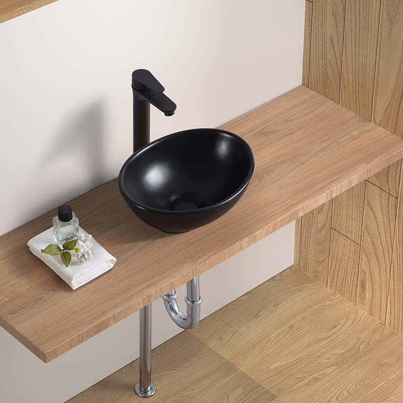 LUYI Oval Hand Washing Bowl Hand Wash Basin Washbowl Set 340x270x130mm Black