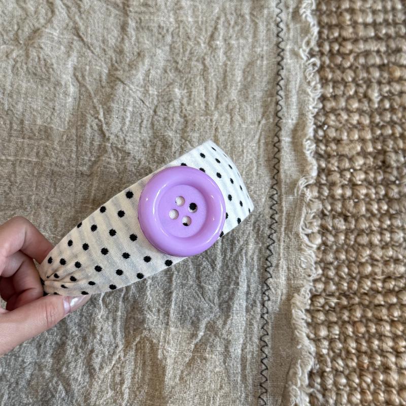 Vintage Colorful Big Button Polka Dot Hairband Y2K Wide Hairband Sweet Girl Style Hair Ornament For Party And Streetwear