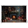 Kerst Openhaard Achtergrond Voor Fotografie Boom Kaars Cadeau Boekenplank Kinderen Achtergrond Kamer Decoratie Fotobooth