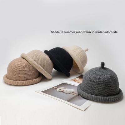 1 Stück schlichter gestrickter Fischerhut für Damen, lässige Wärmeatmungsaktivität, Beanie mit weichem Rand für Outdoor-Aktivitäten, tägliches Tragen