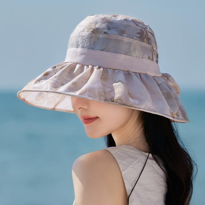 Zealous Sole Women's Purple French-Style Fisherman Hats Breathable Spring Summer Hat New Sunhat Foldable 56-58Cm