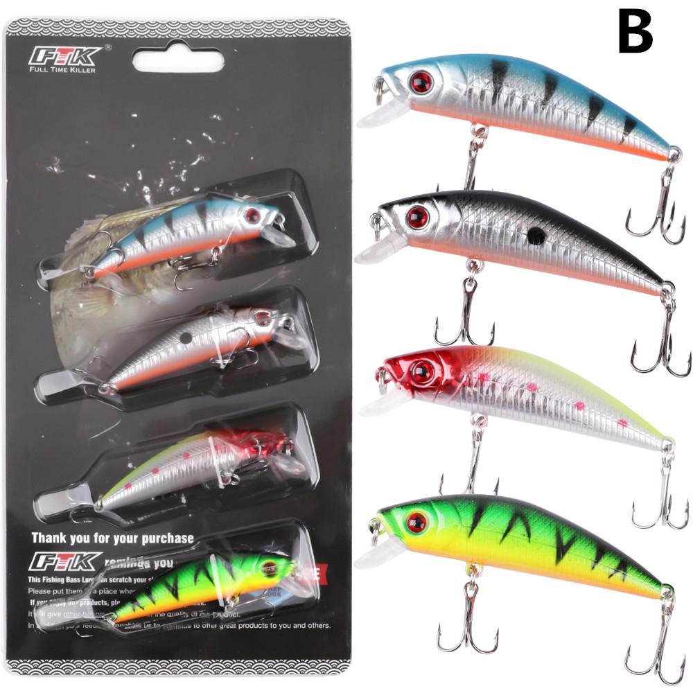 

4pcs 9CM/3.54inch 6.9g/0.234 FTK 4Colors Wobbler Minnow Fishing Lure Bionic Bass Pike Bait 9CM/3.54inch-2#