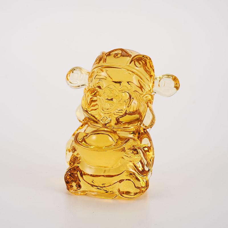 Yellow Crystal Five-Way God of Wealth Home Decoration Ornament: Prosperity Gift for Living Room