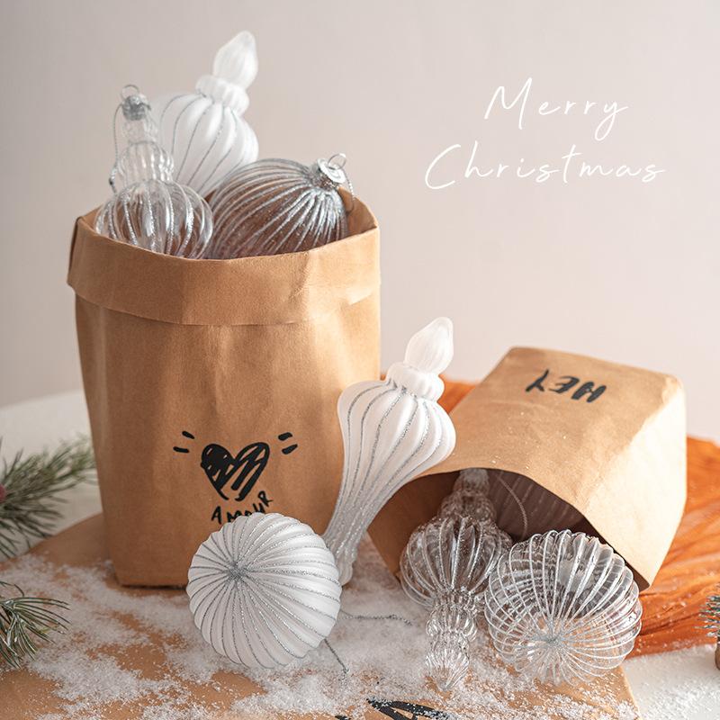8/16cm Christmas Transparent Glass Ball Pendant Christmas Ball Xmas Tree Hanging for Navida Shining Xmas Pendant New Year Decora