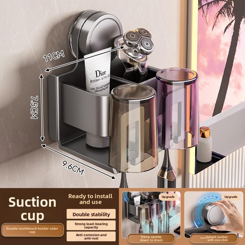 Suction Cup Toothbrush Holder, Electric Toothbrush Cup Holder, Wall-mounted, No-drill Bathroom Rack