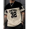 Men'S Chicago 32 Number Print T-Shirt, Soft Breathable Polyester