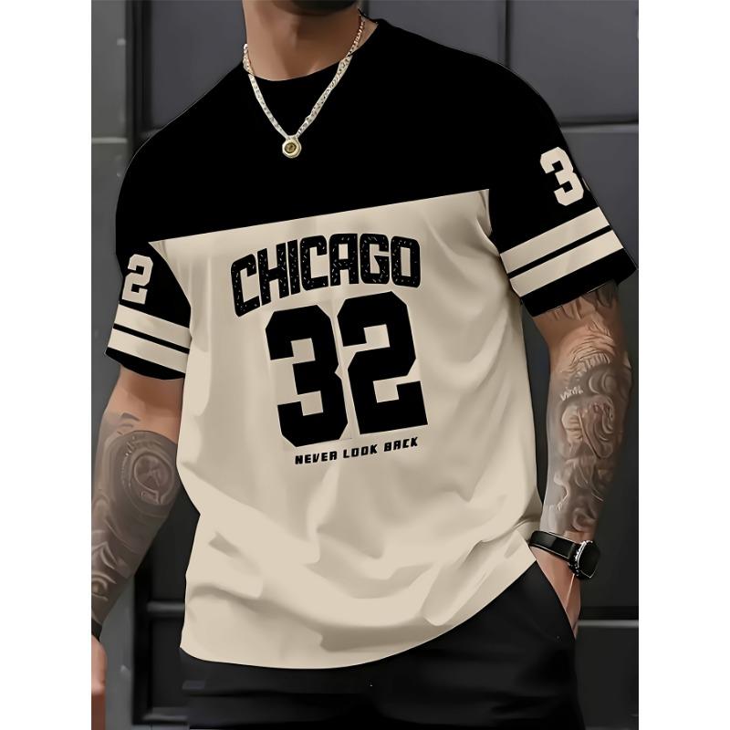 Men'S Chicago 32 Number Print T-Shirt, Soft Breathable Polyester