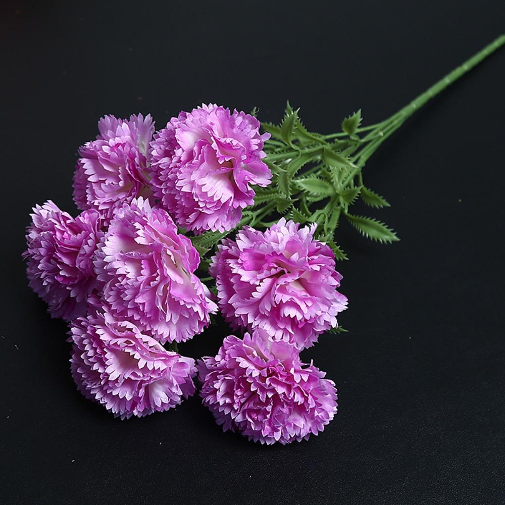 Silk Cloth Artificial Carnation Bouquet Photography Props 7 Heads Simulated Carnation Mother's Day Gifts Wedding Fake Flower