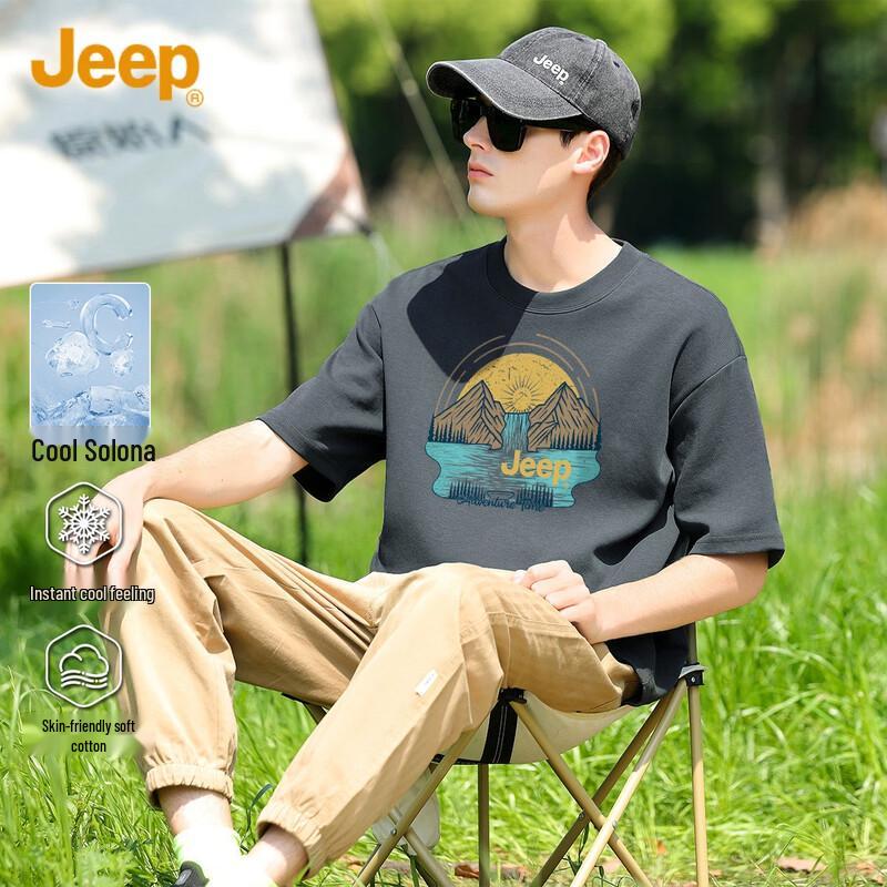 JEEP Men s Heavyweight Drop Shoulder Casual T-Shirt XL