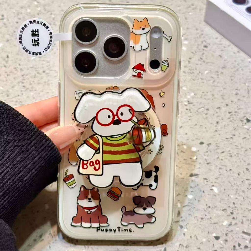 Cute full screen puppy burger cola magnetic suction two-in-one with apple 17promax mobile phone case 16iphone15