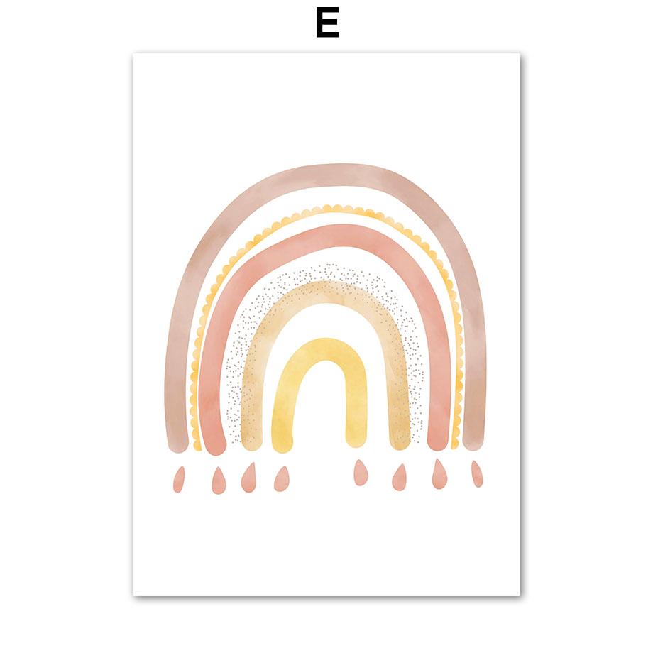 Elefant Kaninchen Katze Sonne Regenbogen Mond Stern Wolke Boho Wandkunst Leinwand Malerei Poster und Drucke Wandbilder Kinderzimmer Dekor