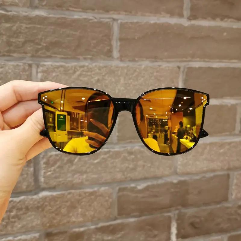 New Children Shape Round Sunglasses Girl Boy Shiny Coating Double Color Vintage Sunglasses Uv Protection Glasses Child Goggles