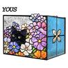 Multi Purpose Desktop Organizer Stained Glass Style Pen Holder, Unique Acrylic Organizer, 3D Exquisite Art Ornament Embossed Relief Pattern