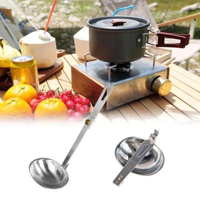 Camping Folding Spoon Outdoor Picnic 304 Stainless Steel Dinnerware Foldable Handle Soup Spoon Camping Tableware