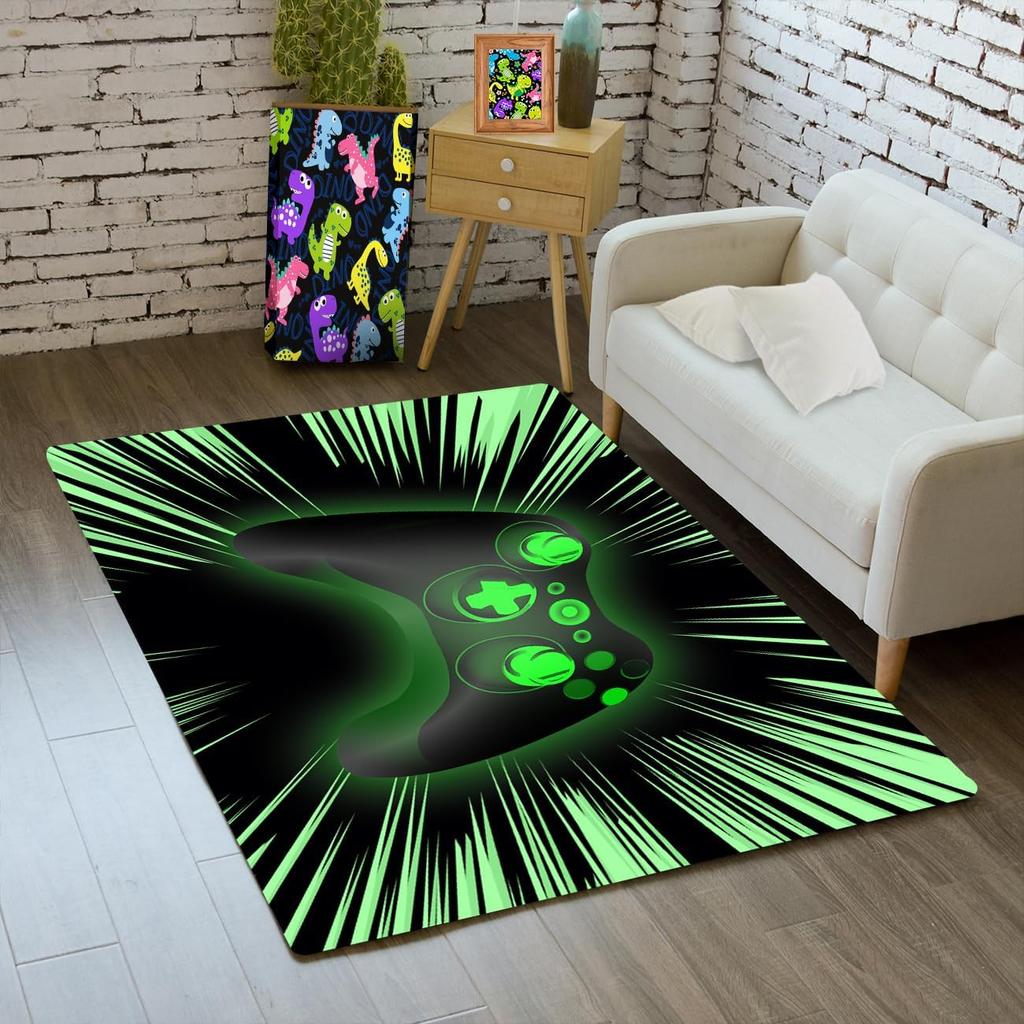 Gamer Rugs with Controller and Gamepad Design, Non-Slip Gaming Carpet for Boys Bedroom and Home Decor Mats
