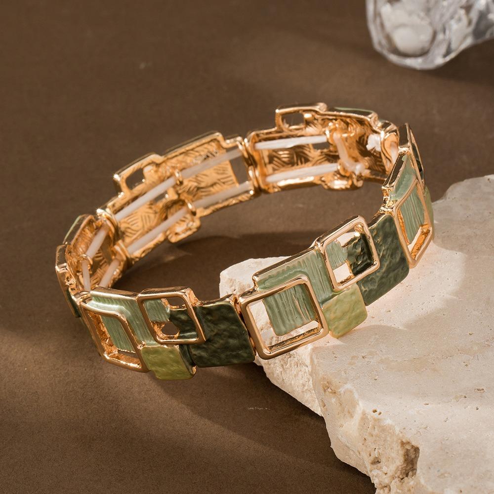 Elastic Stretchable Geometric Bracelet Gold Color Fashion Bracelet for Party Prom Gift