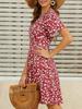 Summer Floral Wrap V-Neck A-Line Dress for Women