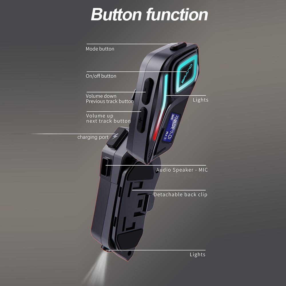Kebidumei Motorcycle Wireless Bluetooth 5.3 IPX8 Waterproof Helmet Headset Hands-free Hands Free Call Anti-interference Earphone