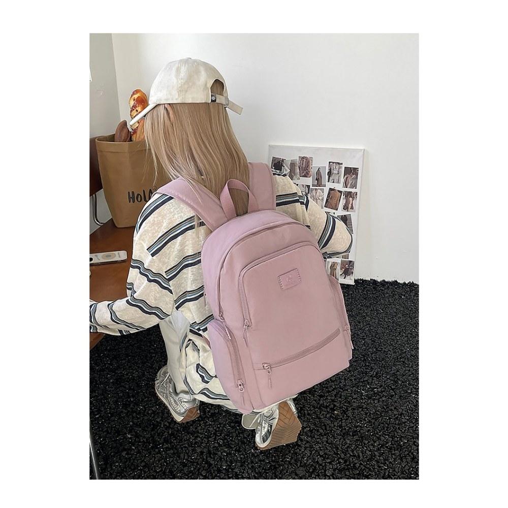 Women Large Capacity Multi Pocket Nylon Backpack with Adjustable Straps for Commute Travel