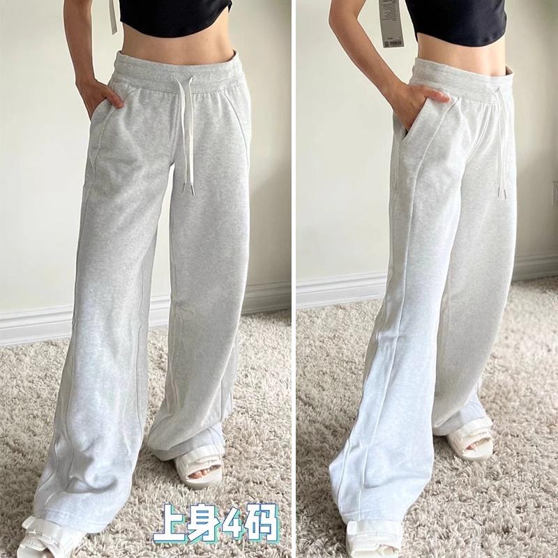Narrow sweatpants women's autumn and winter fleece thickened pendant feeling loose and thin flared wide-leg pants casual sports pants