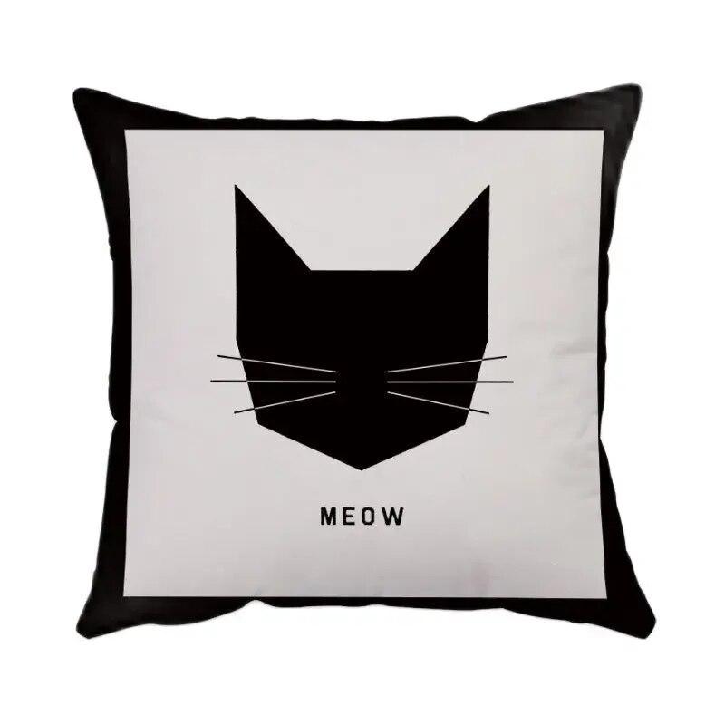 Cartoon Cat Print Pillowcase 45*45cm Modern Simple Decorative Pillowcase Office Sofa Seat Bedroom Home Decoration Cushion Cover