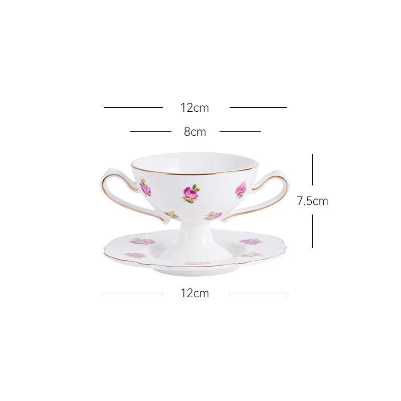 Gold Plated Flower Edge Pattern Porcelain Cup Icecream Mug Dining Table Milk Coffee Mugs Afternoon Tea Teacup Fruits Juice Cup