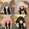 Winter Plush Bunny Ear Beanie With Knit For Girls And Kids