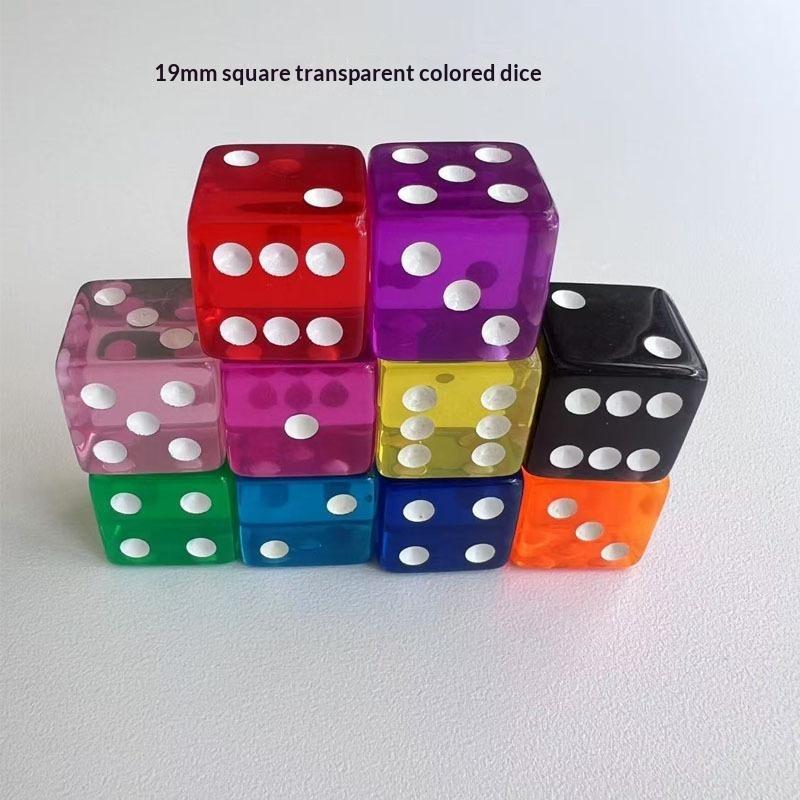 Acrylic Dice 10Pcs Transparent Color Square Corner White Dot Small Size Portable Dice for Travel Camping Outdoor Board Game Activities