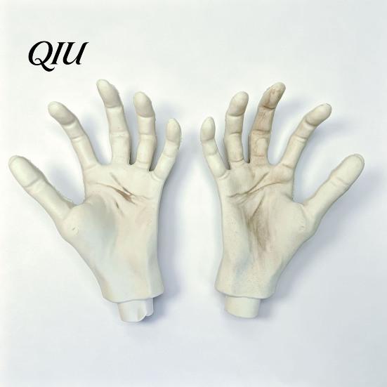 Halloween Scene Setting Props 1 Pair Skeleton Hands, Realistic Plastic Zombie Life Flexible Placement Ghost Hands Size Severed Fake for Terror