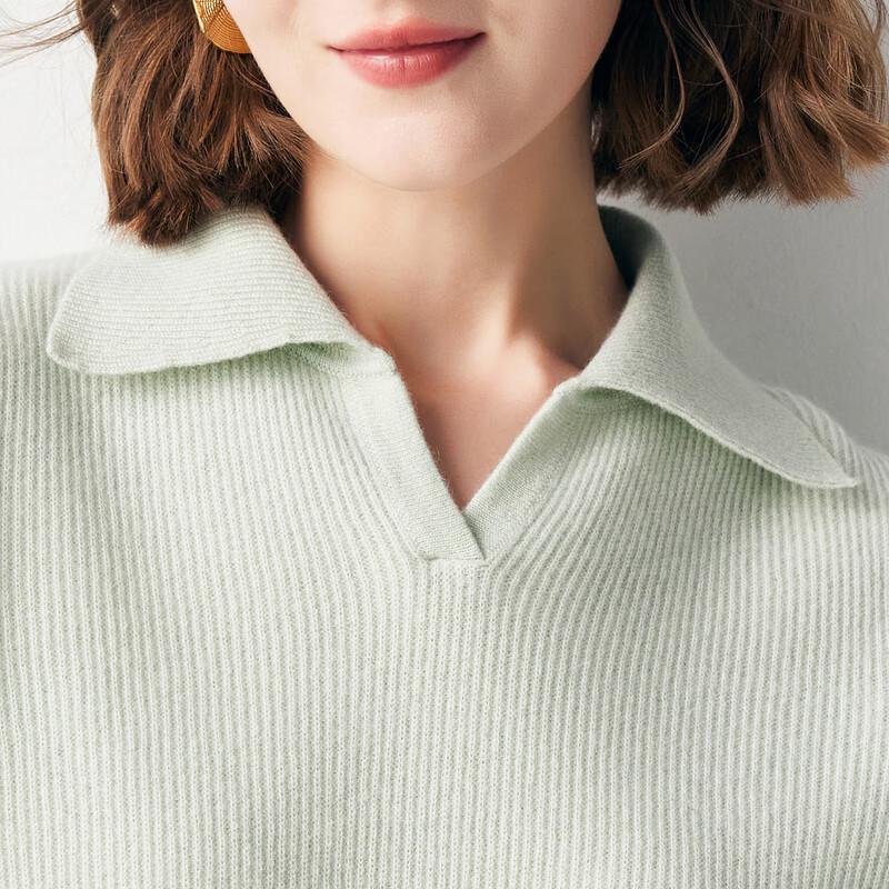 Women's POLO Collar Jacquard Cashmere Sweater