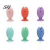 Toothbrush Holder for Glass Surface 2PCS Fish Shape with Strong Suction Cup Hygienic Soft Silicone Quick Drain Bathroom Organizer