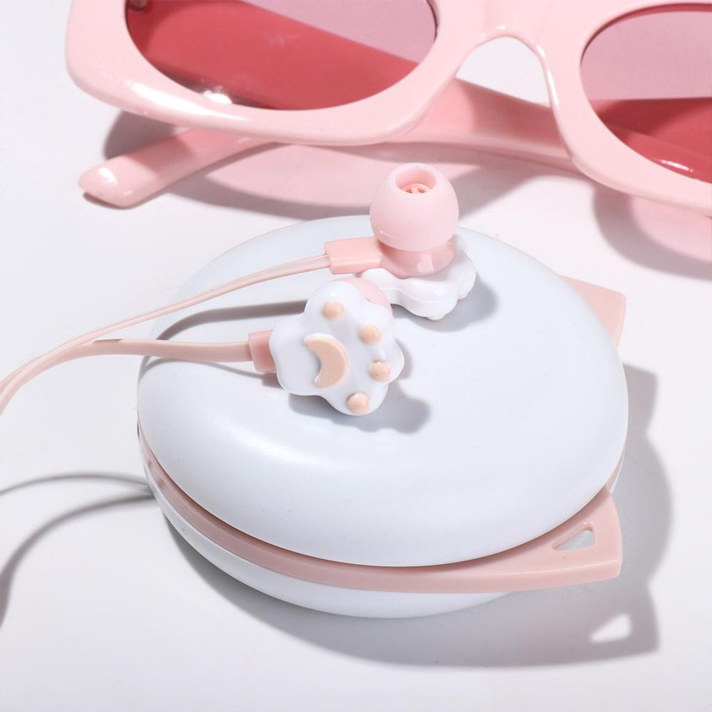 Bass sound Sport Earphones Microphone Cat Paw 3.5mm Wired Headset In-Ear With Mic Earphones