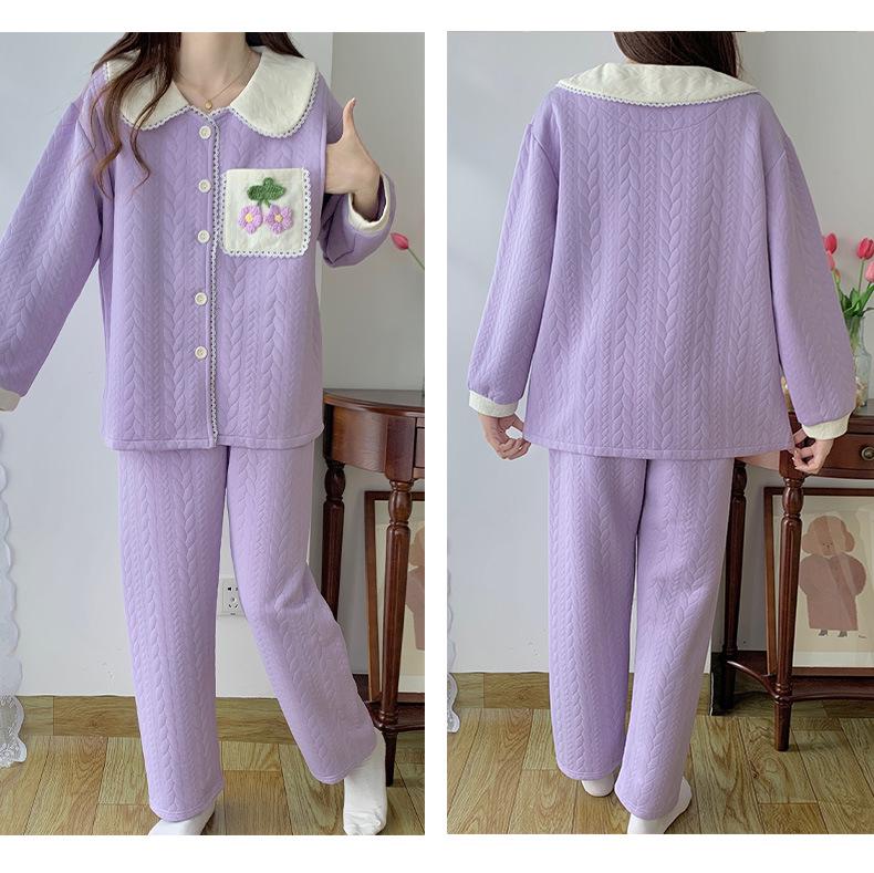 Air Cotton Layered Maternity Pajamas for Autumn/Winter - Breastfeeding & Postpartum Homewear