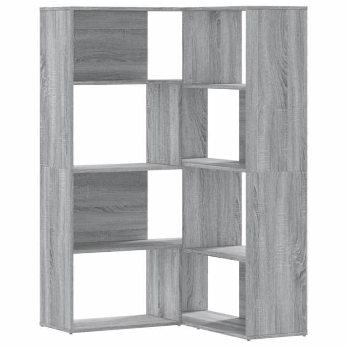 VidaXL Corner Bookshelf with 4 Shelves Sonoma Grey Engineered Wood, Corner Bookcase, Corner Display Cabinet, Cabinet 3307815