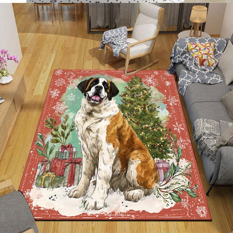 Christmas dog Home Sofa Decoration for Living Room & Bedroom, Non‑Slip Play Flannel Floor Mat for Game Room