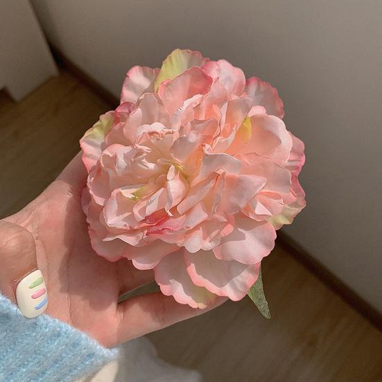 Women Hairpin Artificial Peony Flower Decor Anti-slip Teeth Hair Pin Large Size Holiday Hair Clip Hair Accessories