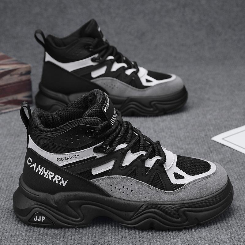 אופנה 2025 סתיו חדש אופנה גבוהה רב-תכליתית נעלי קז'ואל סוליה עבה לגבר רשת נושמת נוחה נישה מגפי קרסול מגושמים