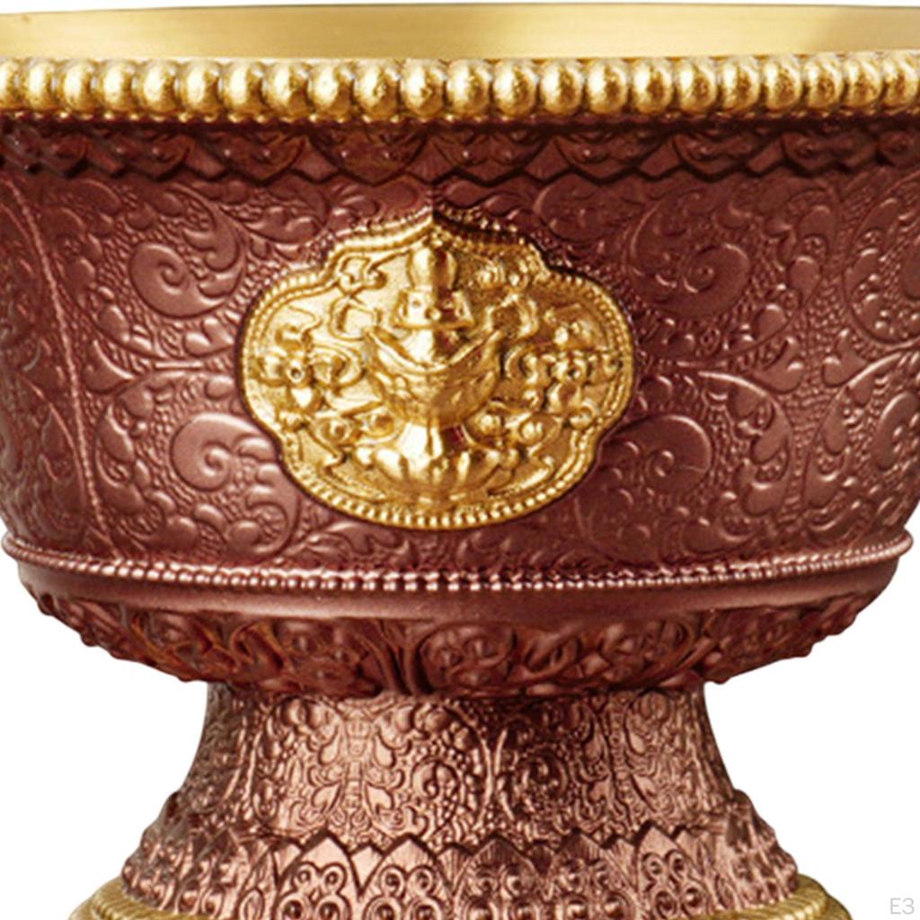 Tybetańska buddyjska miska do ofiarowania wody, kubek do modlitwy, przybory mosiężne, dzieło sztuki