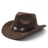 Hot-selling retro bull head western cowboy hat men and women, Tibetan suede jazz hat, big-brimmed top hat