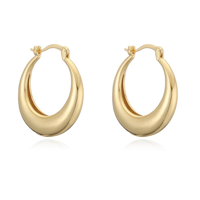 

HECHENG, Exquisite Smooth Round Earrings For Women s Wedding Banquet Copper Metal Earrings With Hooks 1 Pair Other золотой