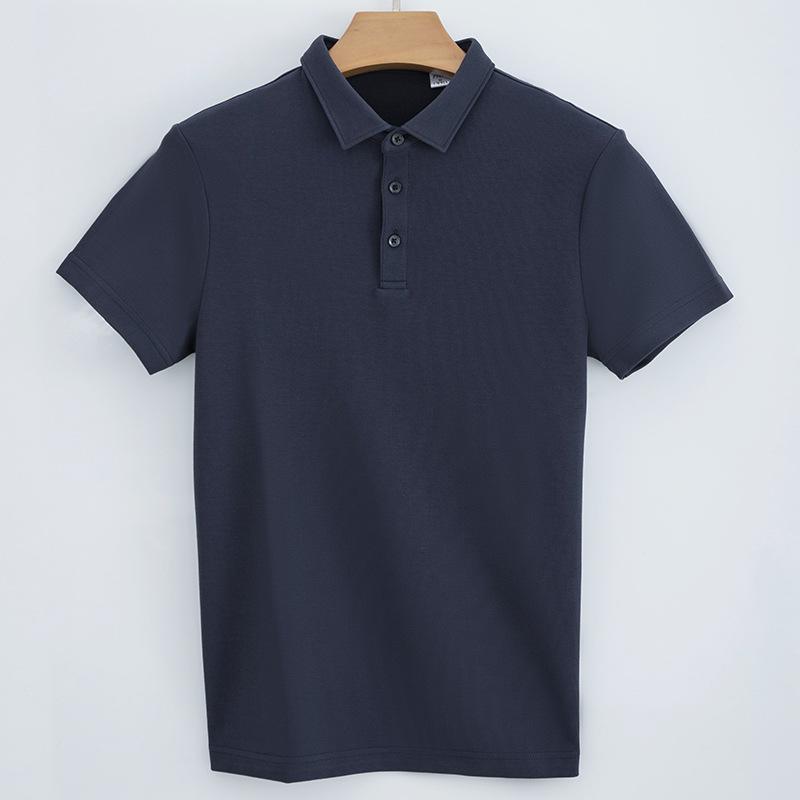 

High-end Cotton-neck Polo Shirt Men s Short-sleeved T-shirt Lapel Solid Color Business Polo Shirt S