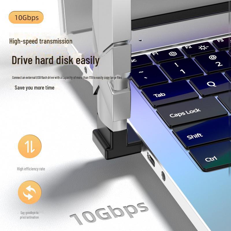USB Typ-C 3.2 Gen 2 Stecker auf Buchse 90-Grad-Adapter, 10 Gbit/s High-Speed U-Typ Konverter