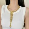 Collana Choker con Ciondolo a Forma di Spina di Pesce di Design Originale Catena per il Collo a Spina di Pesce con Strass Per Donna