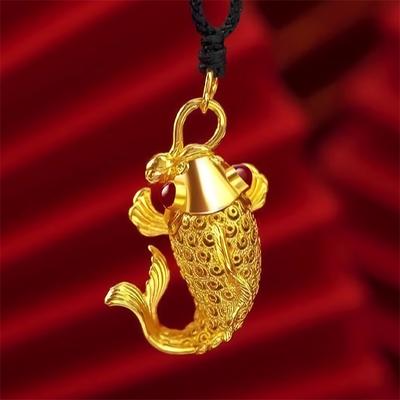 Gold Color Fish Pendant, Carp Jumping Over the Dragon Gate, Helps To Improve Academic Performance