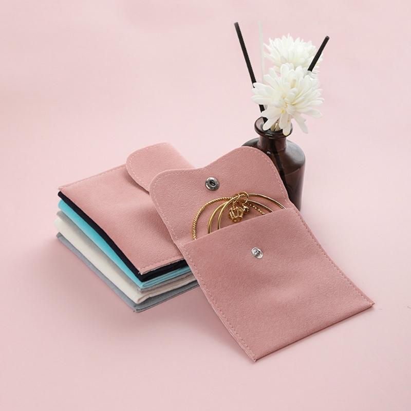 12pcs Convenient Flannel Jewelry Pouches Small Fabric Bags With Snap Closure For Jewelry Storage And Gift Packaging