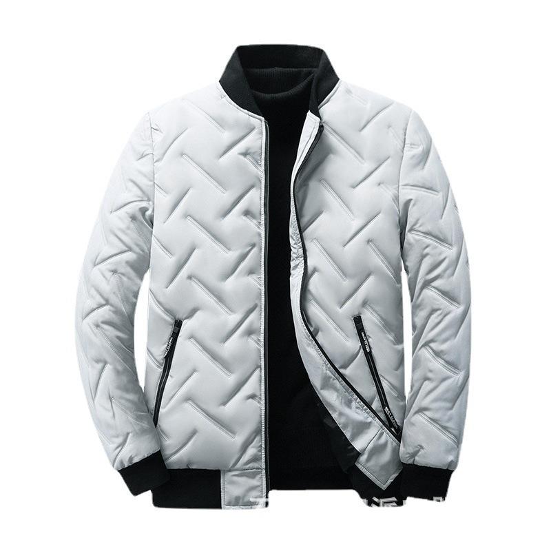 

Men s coat autumn new men s cotton-padded clothes trendy short stand-up collar light velvet cotton clothes men L сірий колір