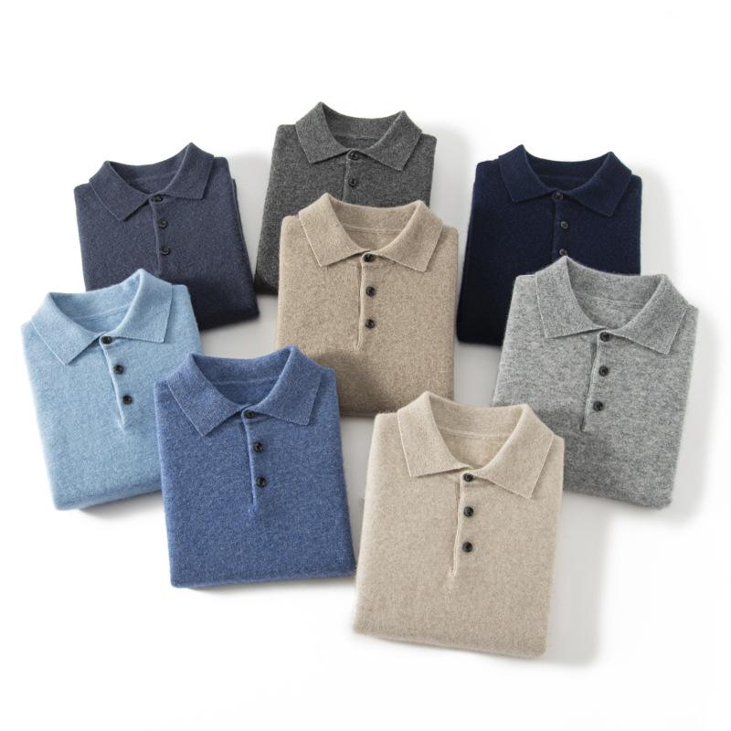 POLO neck cashmere sweater 2025 new flat middle-aged loose pullover sweater