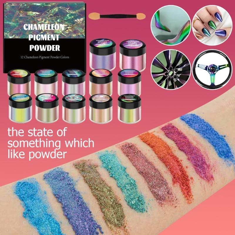 12 Pack Color-Changing Powder Crafting Powder Craft Tool Jewelry Making Supplies Colorant Glitter Pigments for Projects