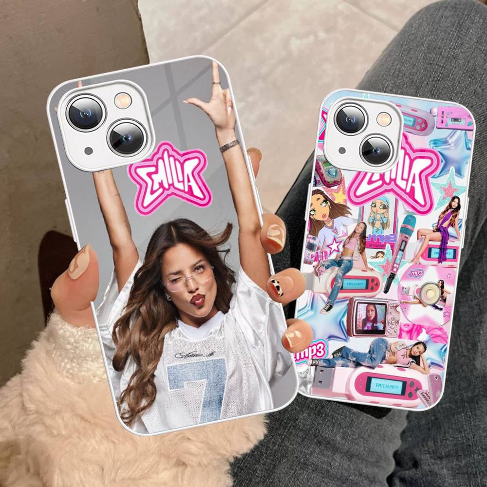 Emilia Mernes Mp3 Phone Case Tempered Glass For iphone 14 13 12 11 Pro Mini XS MAX 14Plus X XS XR Fundas